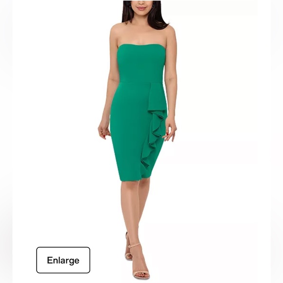 Betsy & Adam Strapless Green Ruffle Dress - Picture 6 of 7